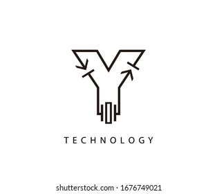 Electrical Y Letter Icon Design With Electrical Engineering Symbol Element.