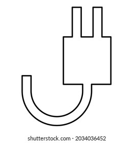 Electricfork with wire contour outline icon black color vector illustration flat style image