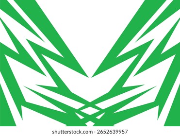 Electric-hued composition with aggressive spikes and meandering zigzag details