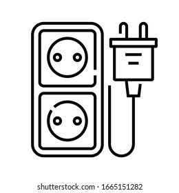 Icono de línea de salidas eléctricas, signo de concepto, ilustración de vector de contorno, símbolo lineal.