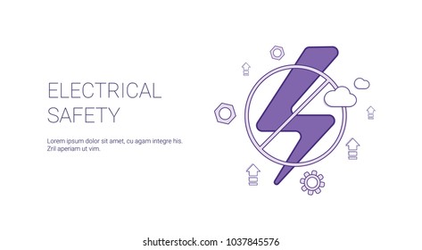Electricial Safety Concept Template Web Banner With Copy Space Vector Illustration