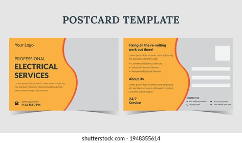 electricial service postcard, electrical postcard template