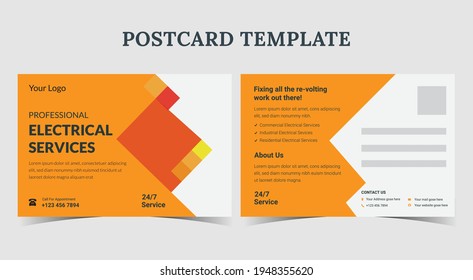 electricial service postcard, electrical postcard template