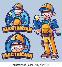 electrician 2 Mascot Logo Template