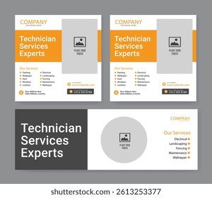Electrician abstract banner template, electrical service job advertisement, wireman rectangle size ad, electricity plug flyer leaflet concept