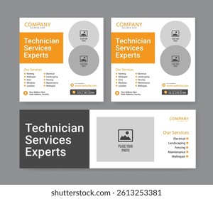 Electrician abstract banner template, electrical service job advertisement, wireman rectangle size ad, electricity plug flyer leaflet concept
