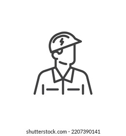 Electrician Avatar Line Icon. Linear Style Sign For Mobile Concept And Web Design. Workwear Uniform Outline Vector Icon. Symbol, Logo Illustration. Vector Graphics