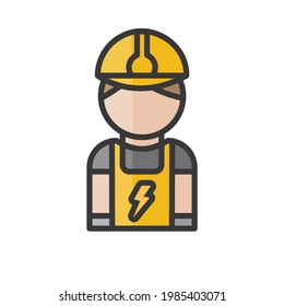 Elektrischer Avatar. Mann, der mit Elektrizität arbeitet. Profilbenutzer, Person. Die Leute Symbol. Vektorgrafik