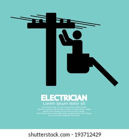 Electrician Black Sign Vector Illustration