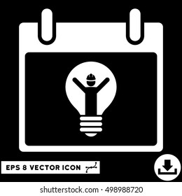 Electrician Calendar Day icon. Vector EPS illustration style is flat iconic symbol, white color.