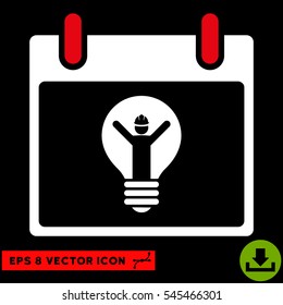 Electrician Calendar Day icon. Vector EPS illustration style is flat iconic bicolor symbol, red and white colors.