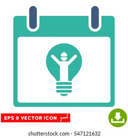 Electrician Calendar Day icon. Vector EPS illustration style is flat iconic bicolor symbol, cobalt and cyan colors.