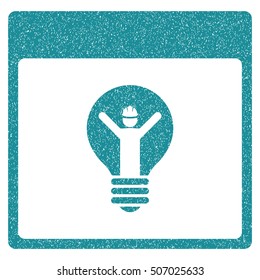 Electrician Calendar Page grainy textured icon for overlay watermark stamps. Flat symbol with dust texture. Dotted vector soft blue ink rubber seal stamp with grunge design on a white background.