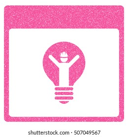 Electrician Calendar Page grainy textured icon for overlay watermark stamps. Flat symbol with scratched texture. Dotted vector pink ink rubber seal stamp with grunge design on a white background.