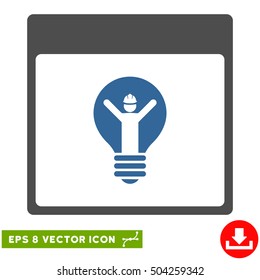 Electrician Calendar Page icon. Vector EPS illustration style is flat iconic bicolor symbol, cobalt and gray colors.