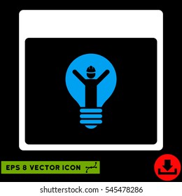Electrician Calendar Page icon. Vector EPS illustration style is flat iconic bicolor symbol, blue and white colors.