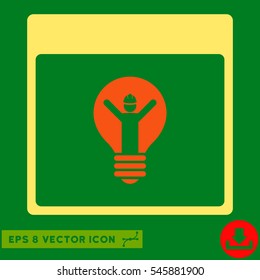 Electrician Calendar Page icon. Vector EPS illustration style is flat iconic bicolor symbol, orange and yellow colors.