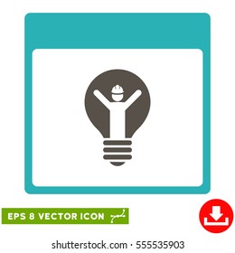 Electrician Calendar Page icon. Vector EPS illustration style is flat iconic bicolor symbol, grey and cyan colors.