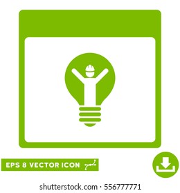 Electrician Calendar Page icon. Vector EPS illustration style is flat iconic symbol, eco green color.