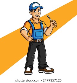 Electrician Cartoon Mascot Character Design