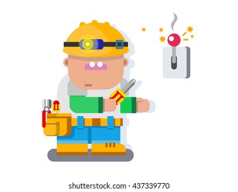 Electrician character flat design