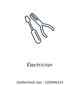 Icono de línea de concepto de electricidad. Diseño de símbolo de esquema de concepto eléctrico lineal. Esta sencilla ilustración de elemento se puede utilizar para la interfaz de usuario/UX web y móvil.