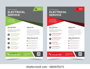 Electrician And Electrical Company Flyer, Wire Repair Service,