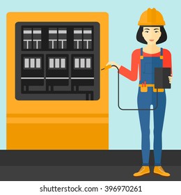 Electrician with electrical equipment.