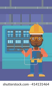 Electrician with electrical equipment.