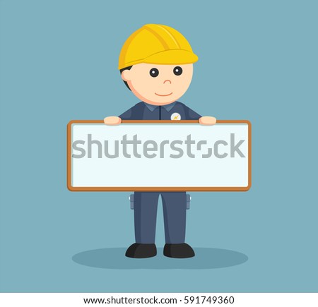 electrician with empty board sign