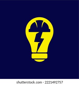 electrician enginer vector icon. lightbulb and safety helmet with thunder vector.