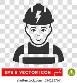 Electrician EPS vector pictogram. Illustration style is flat iconic gray symbol on chess transparent background.