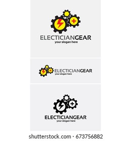 electrician gear logo set.