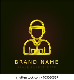Electrician golden metallic logo