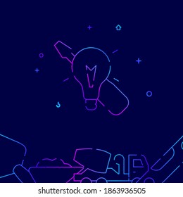 Electrician gradient line vector icon, simple illustration on a dark blue background, construction, decoration and repair related bottom border.