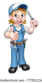 An electrician handyman cartoon character holding a screwdriver and giving a thumbs up