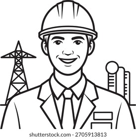 Eletricista com capacete, ilustração vetorial