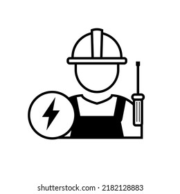 Electrician icon with black color isolated on white background