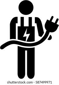 Electrician Icon With Bolt And Plug