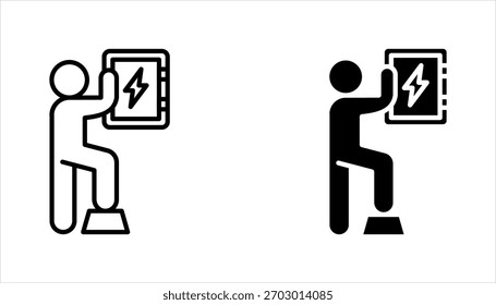 Ingeniero eléctrico, servicios eléctricos, cableado, reparación de electricidad, Ilustración vectorial en el fondo blanco
