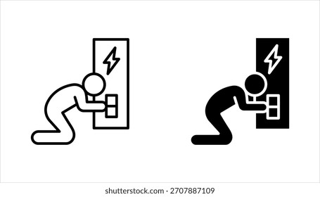 Electrician icon set. electrical engineer, electrical services, wiring, electrical repair, vector illustration on white background