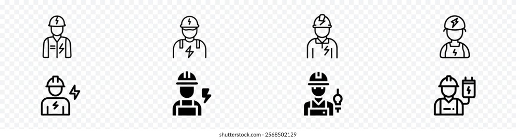 Electrician icon set, Electrician Technician Engineer Avatar Vector Icon, Worker Engineer Technician Mechanic Avatar