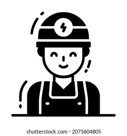 Electrician icon, single avatar vector illustration