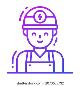 Electrician icon, single avatar vector illustration