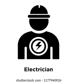 Electrician icon vector isolated on white background, logo concept of Electrician sign on transparent background, filled black symbol