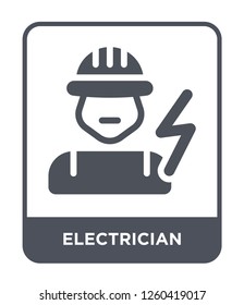 electrician icon vector on white background, electrician trendy filled icons from Electrian connections collection, electrician simple element illustration