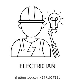 Electrician Icons: Electrical Services, Wiring, Electrical Repair, Electrician Tools, Electrical Maintenance, Circuit Repair, Work, Job, Home.