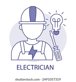 Electrician Icons: Electrical Services, Wiring, Electrical Repair, Electrician Tools, Electrical Maintenance.