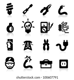 Electrician icons set Elegant series