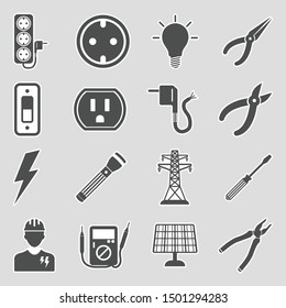 Electrician Icons Sticker Design Vector Illustration Stock Vector ...